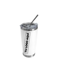 Vaso Termico Tumbler Con Sorbete Color Blanco - personalizable con tu logo
