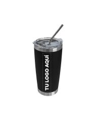 Vaso Termico Tumbler Con Sorbete Color Negro - personalizable con tu logo