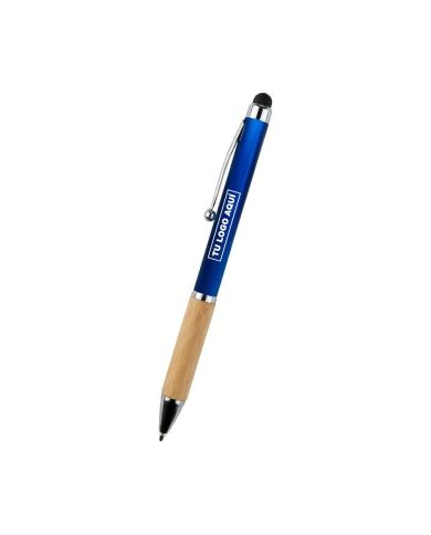 Bolígrafo Bamboo Berlin con Touch Azul con Logo | Guayaquil
