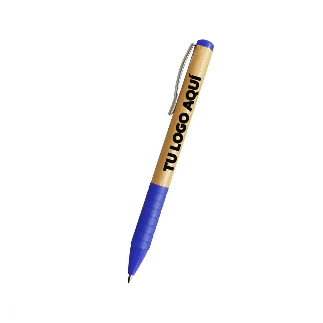 Boligrafo Bamboo Grip Azul - personalizable con tu logo