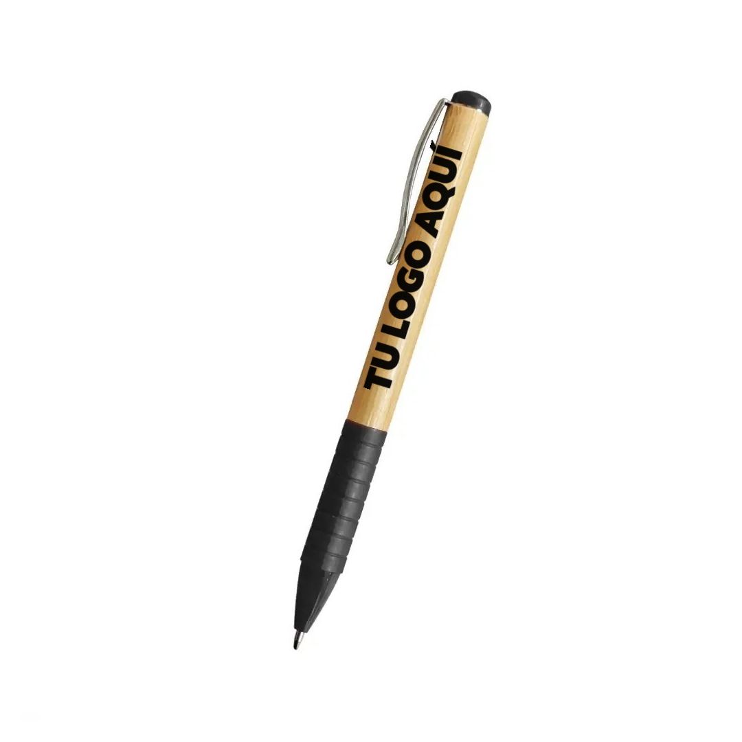 Boligrafo Bamboo Grip Negro - personalizable con tu logo