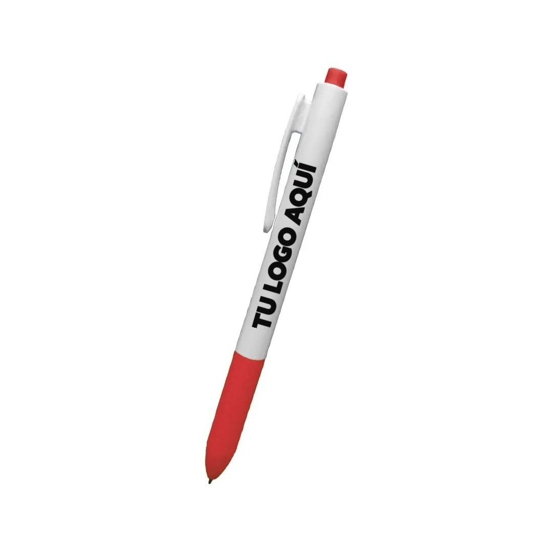Boligrafo Click Plus Blanco Con Rojo - personalizable con tu logo