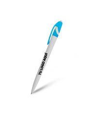 Boligrafo Space Blanco Con Turquesa - personalizable con tu logo
