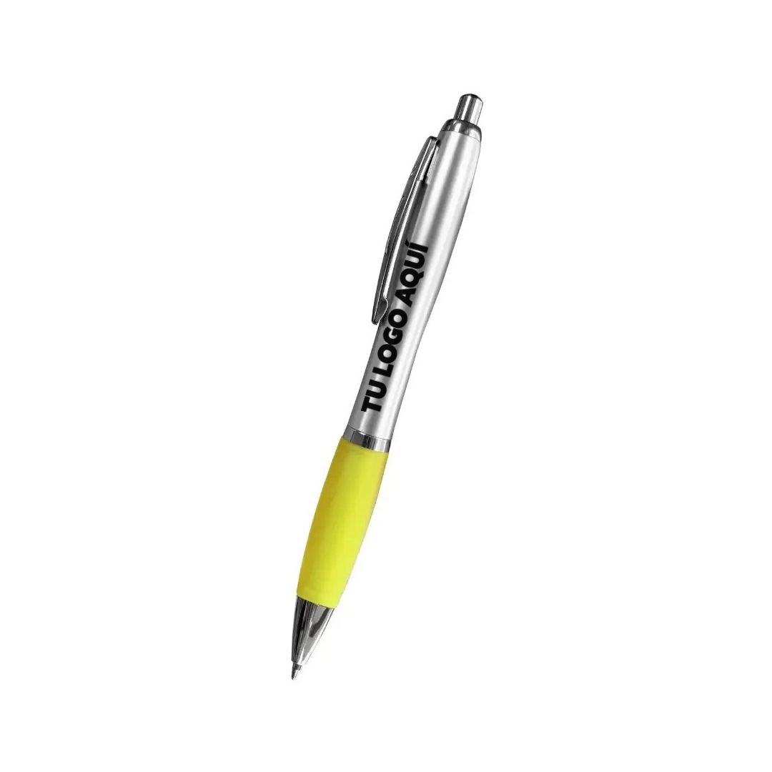 Bolígrafo Plateado Con Amarillo - personalizable con tu logo