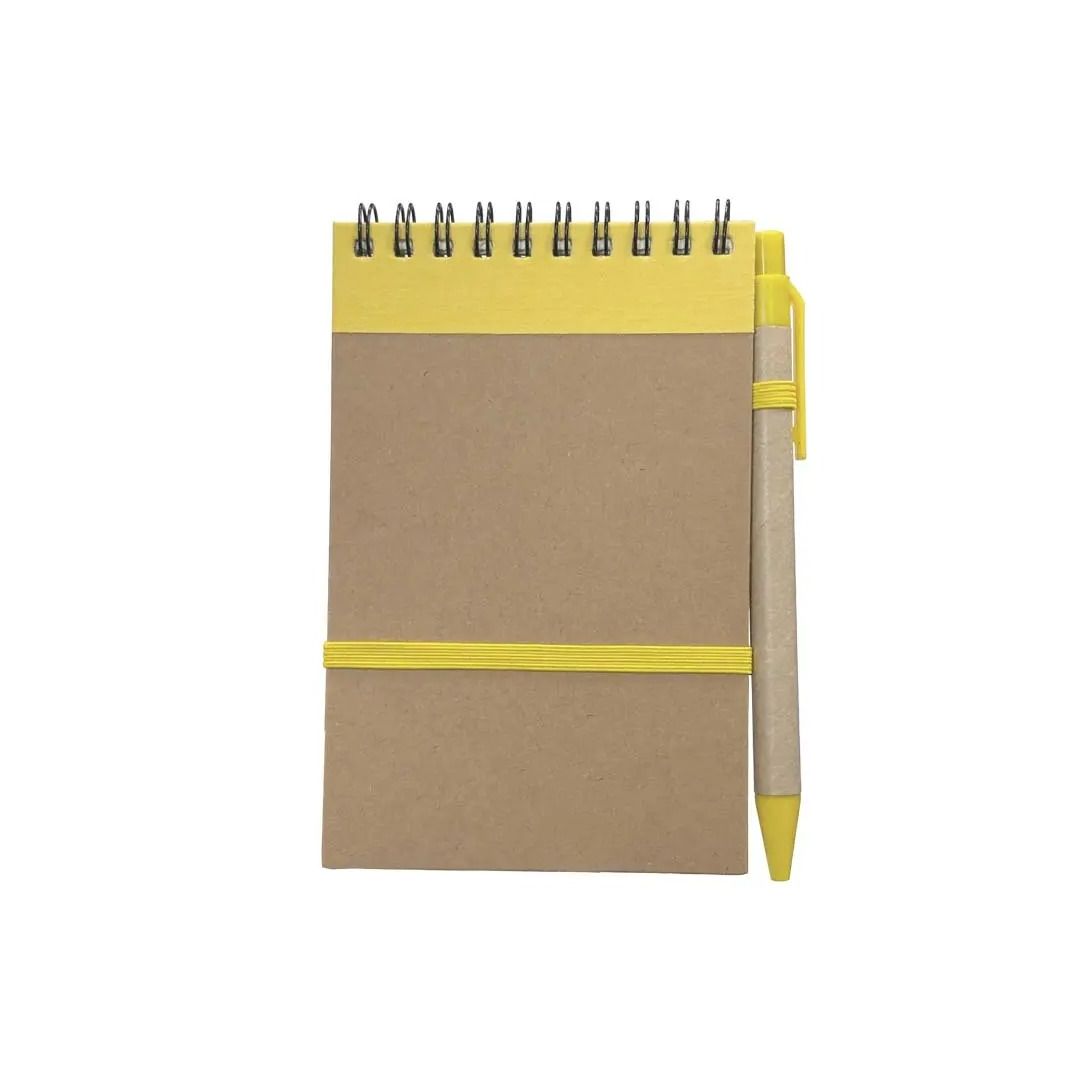 Libreta Ecologica Hega Amarillo Con Boligrafo