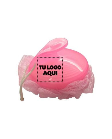 Esponja De Baño Plamesh Color Rosado - personalizable con tu logo
