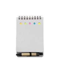 Libreta Ecológica Blanca Con Post-it Y Bolígrafo