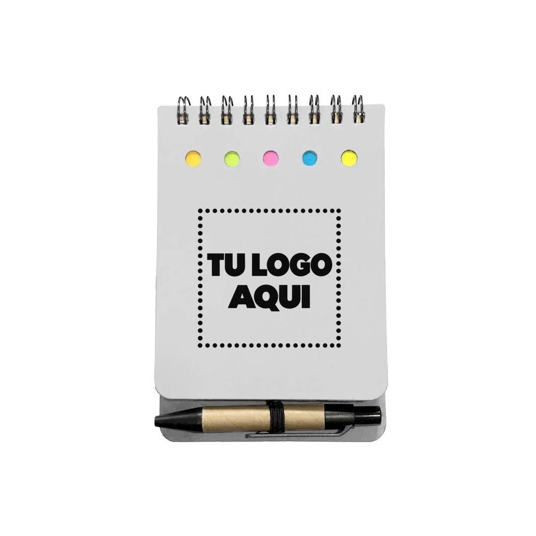 Libreta Ecologica Tap Blanco Con Post Its Y Boligrafo - personalizable con tu logo