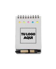 Libreta Ecológica Blanca Con Post-it Y Bolígrafo - personalizable con tu logo