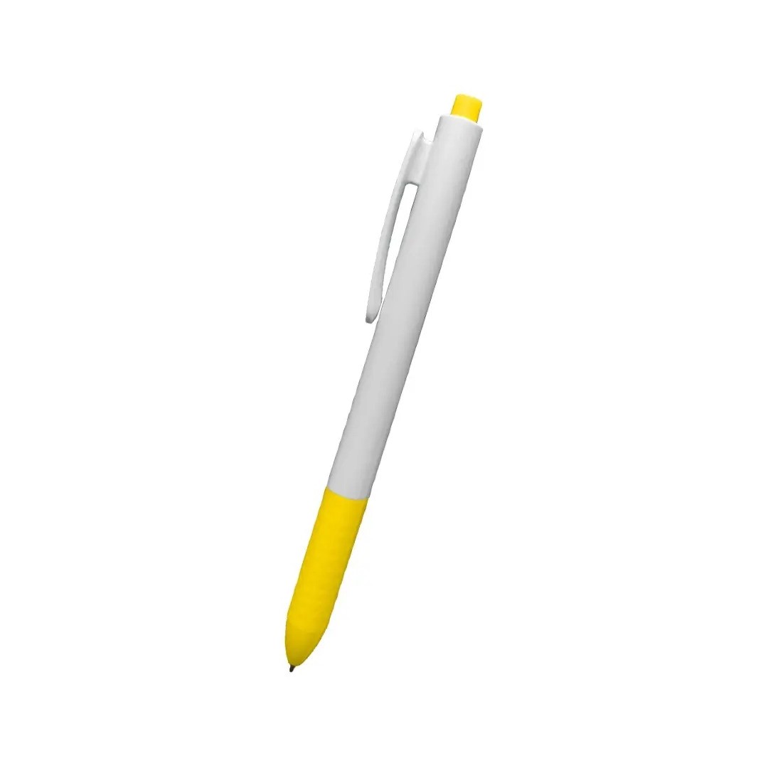 Boligrafo Click Plus Blanco Con Amarillo