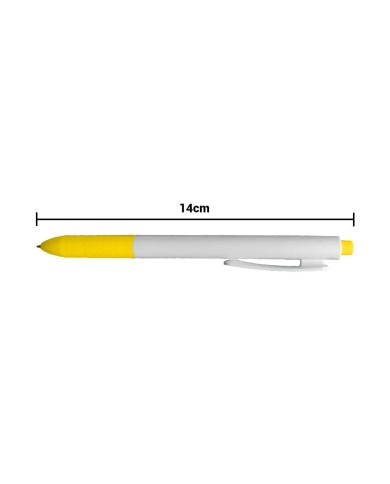 Boligrafo Click Plus Blanco Con Amarillo