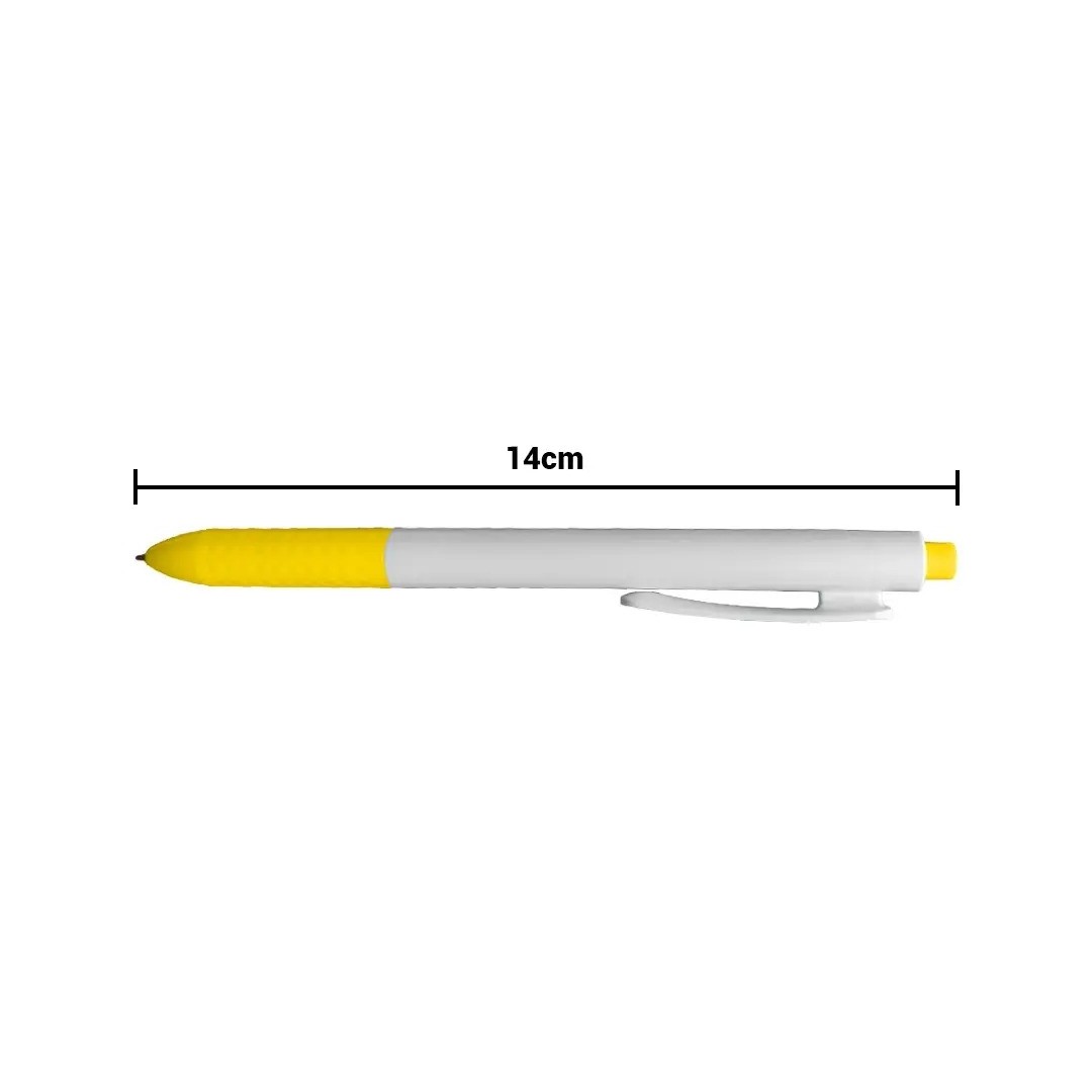 Boligrafo Click Plus Blanco Con Amarillo
