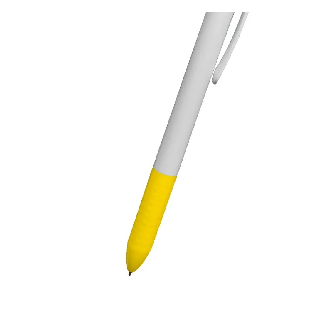 Boligrafo Click Plus Blanco Con Amarillo