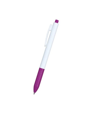 Boligrafo Click Plus Blanco Con Fucsia