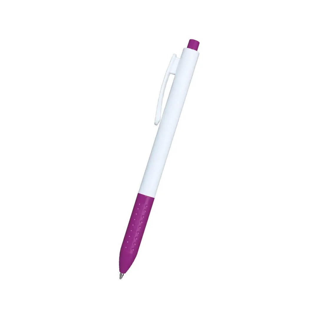 Boligrafo Click Plus Blanco Con Fucsia