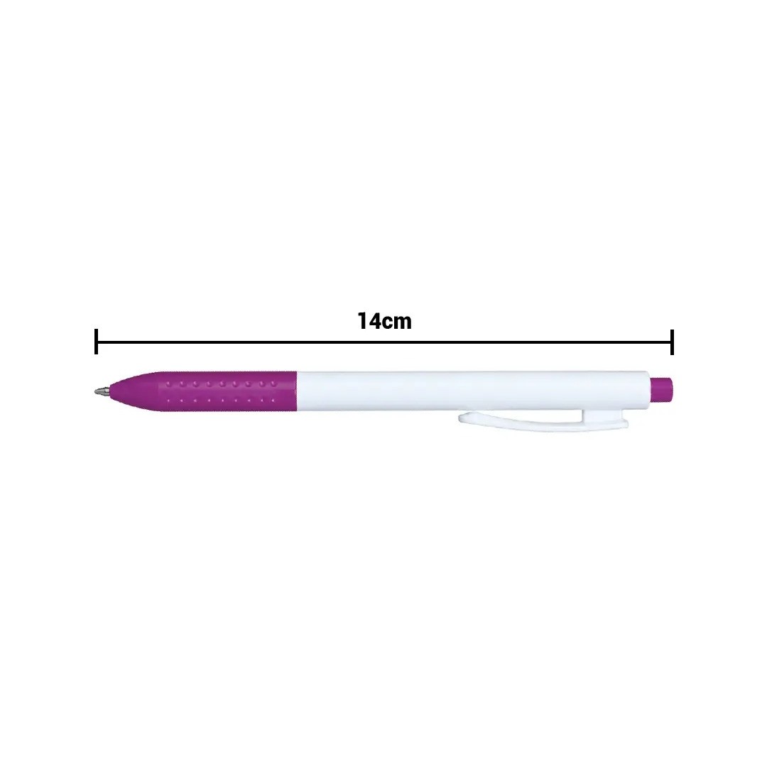 Boligrafo Click Plus Blanco Con Fucsia