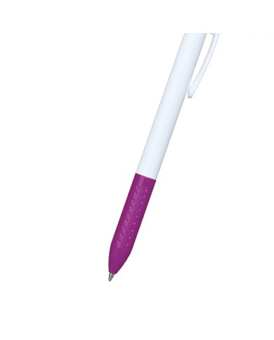 Boligrafo Click Plus Blanco Con Fucsia