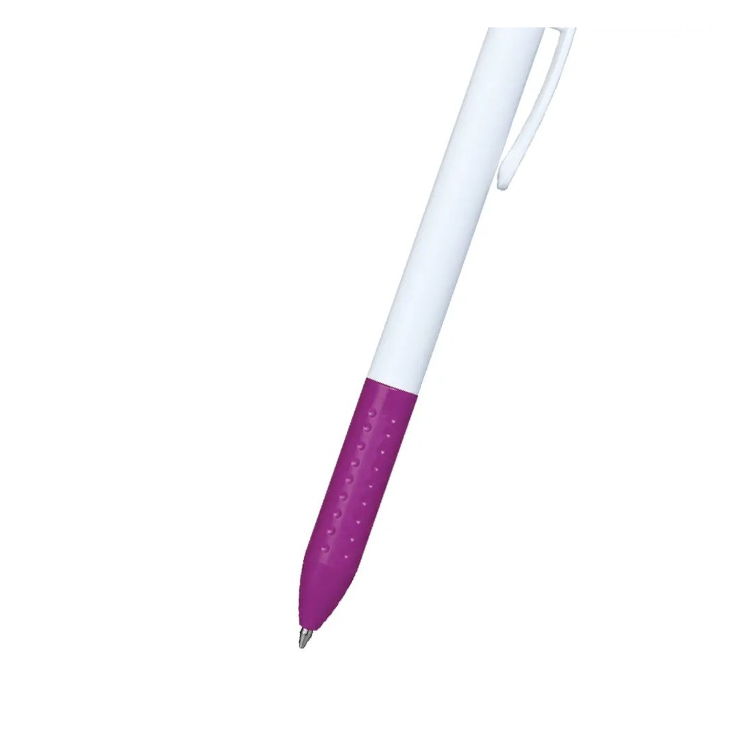 Boligrafo Click Plus Blanco Con Fucsia
