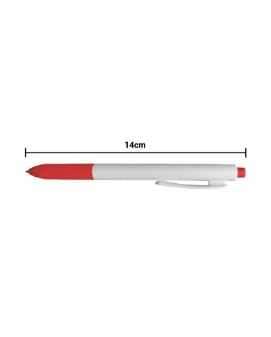 Boligrafo Click Plus Blanco Con Rojo