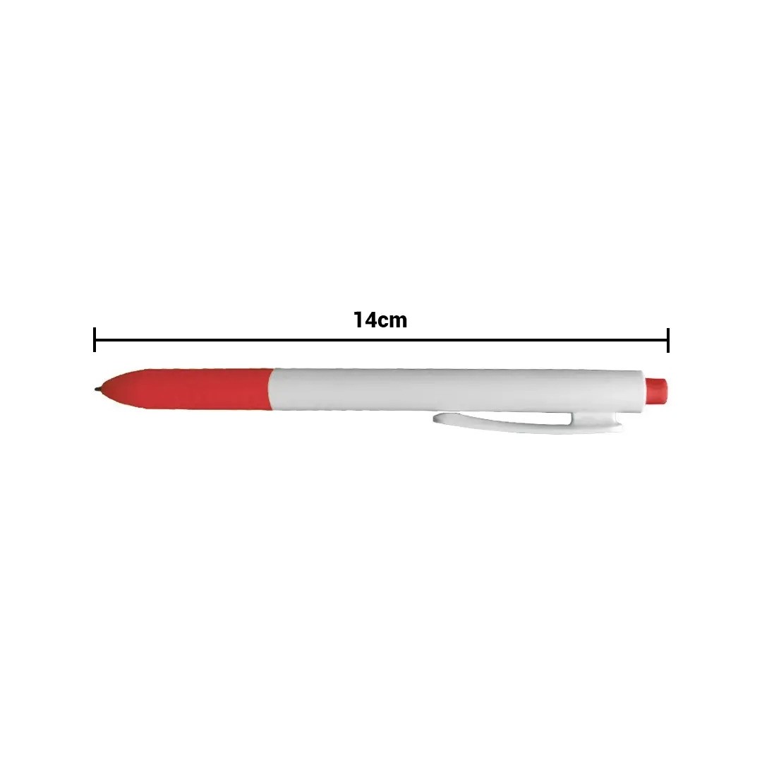 Boligrafo Click Plus Blanco Con Rojo
