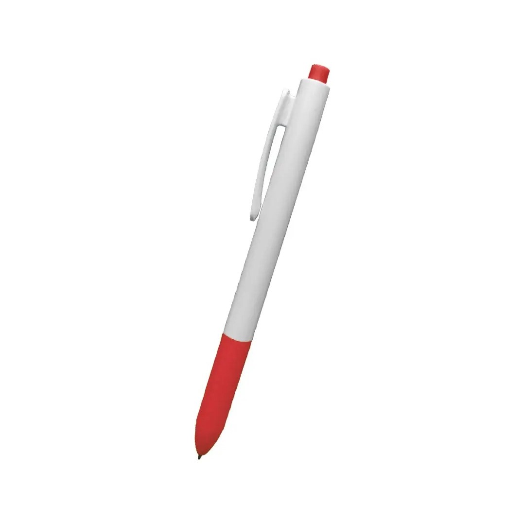 Boligrafo Click Plus Blanco Con Rojo
