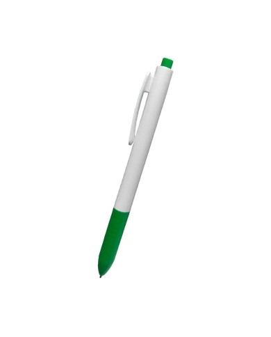 Boligrafo Click Plus Blanco Con Verde