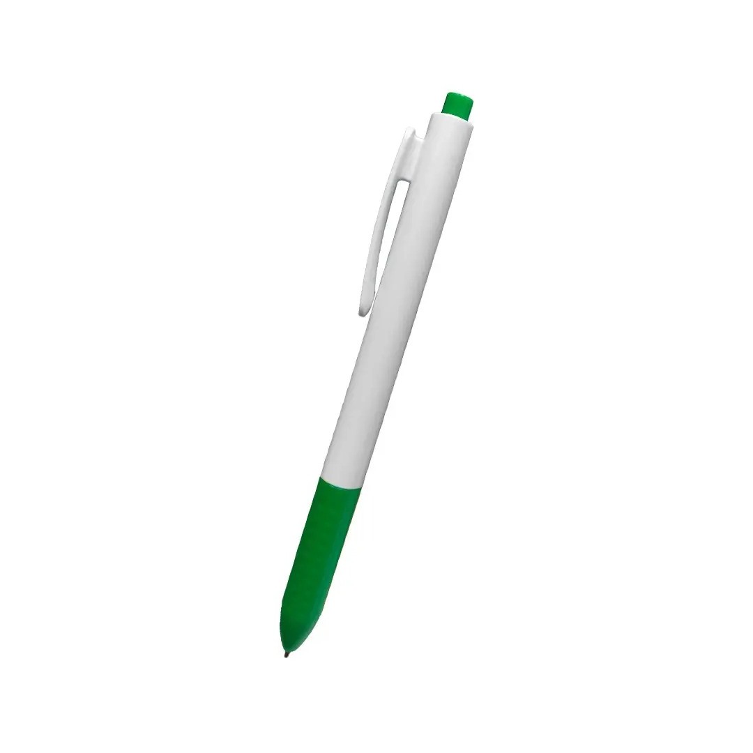 Boligrafo Click Plus Blanco Con Verde