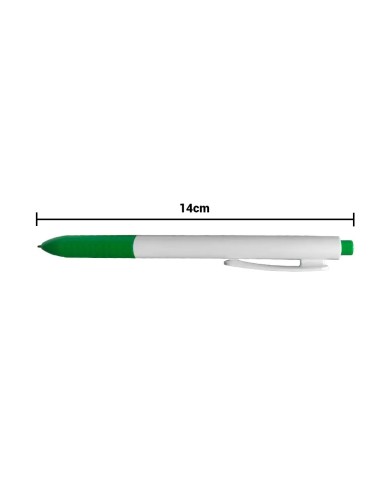 Boligrafo Click Plus Blanco Con Verde