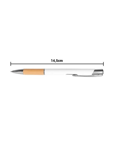 Boligrafo Metalica Bamboo Alfa Blanco