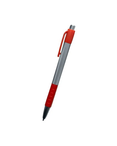 Boligrafo Skay Plateado Con Rojo