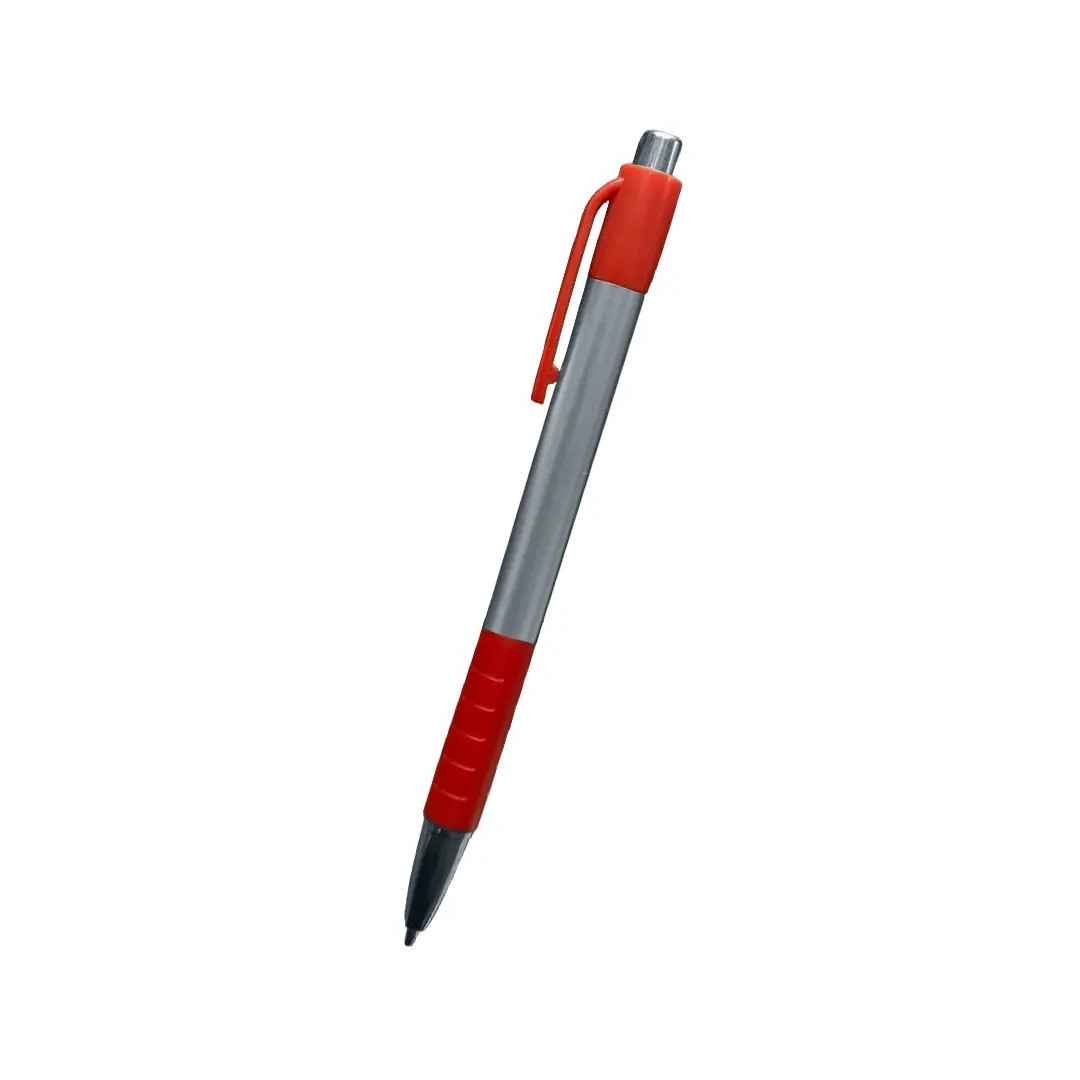 Boligrafo Skay Plateado Con Rojo