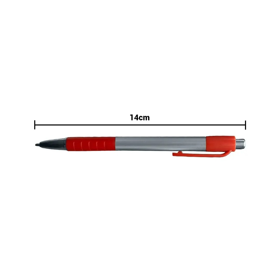 Boligrafo Skay Plateado Con Rojo