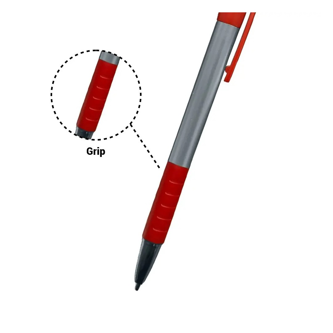 Boligrafo Skay Plateado Con Rojo