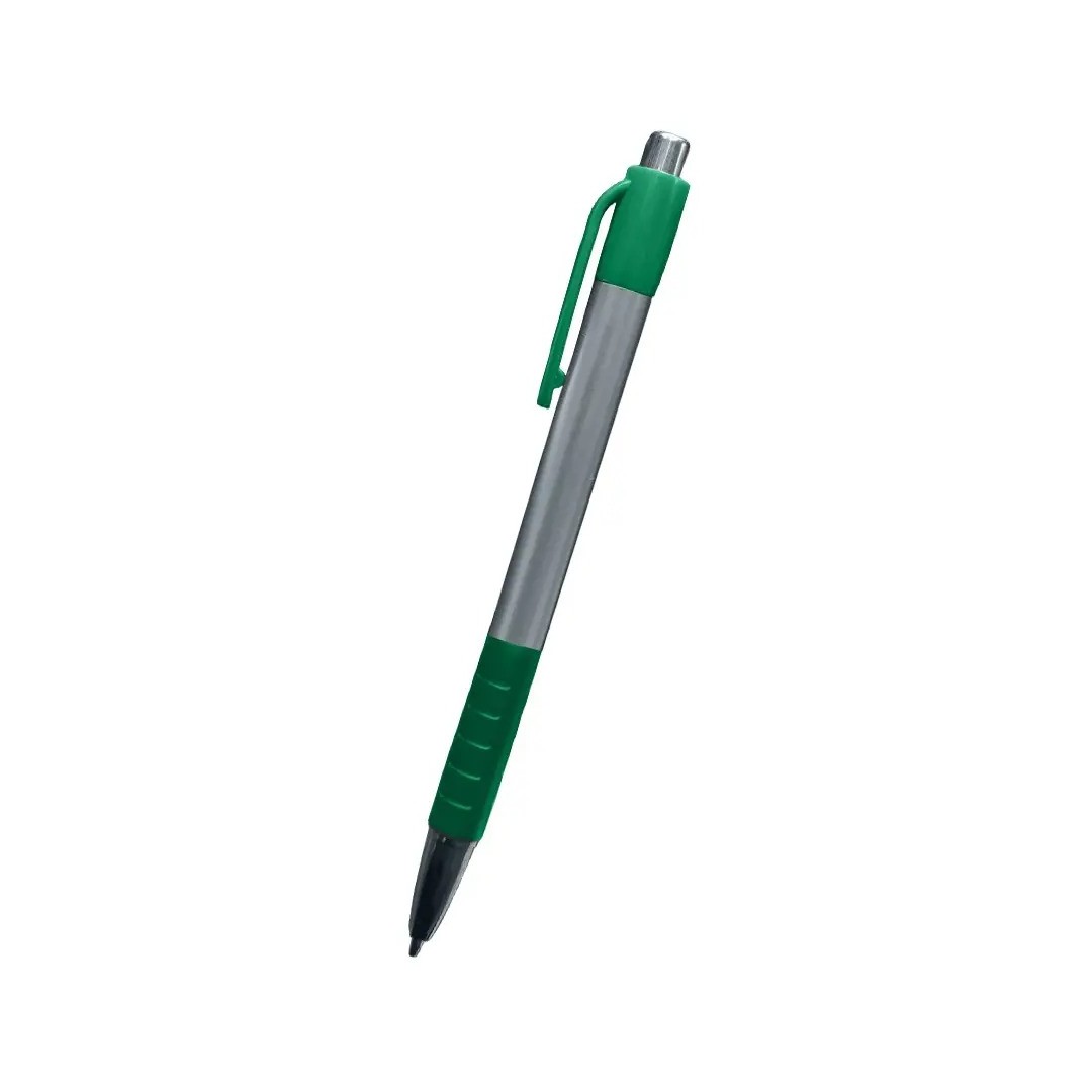 Boligrafo Skay Plateado Con Verde