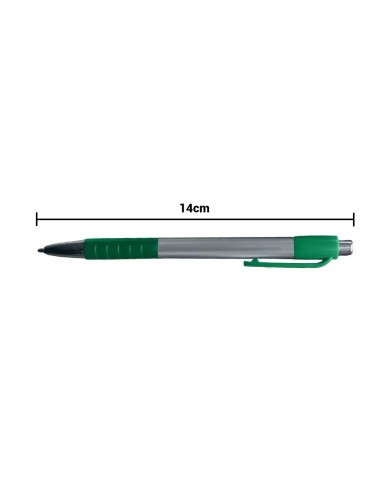 Boligrafo Skay Plateado Con Verde