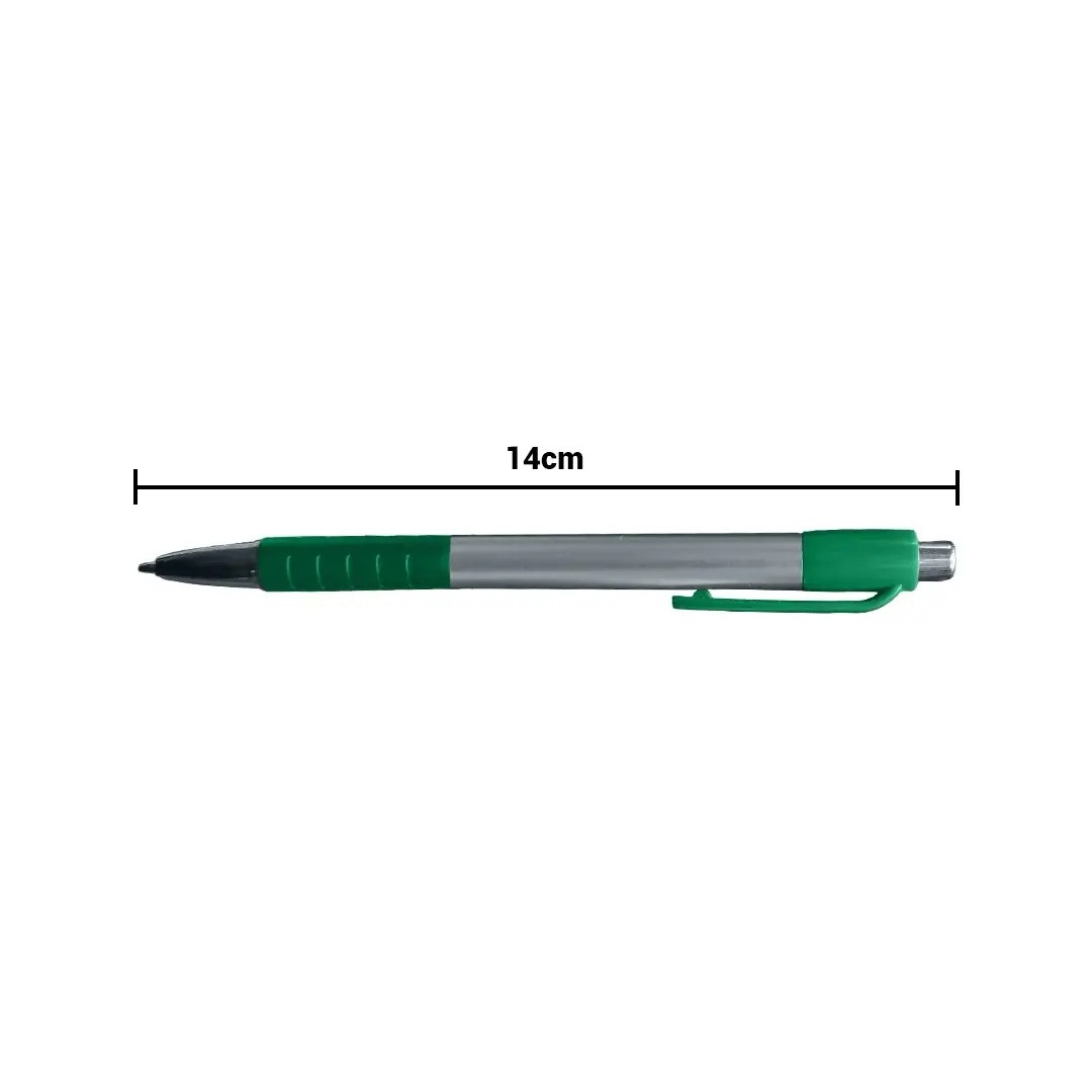 Boligrafo Skay Plateado Con Verde