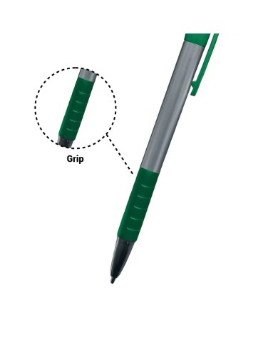 Boligrafo Skay Plateado Con Verde