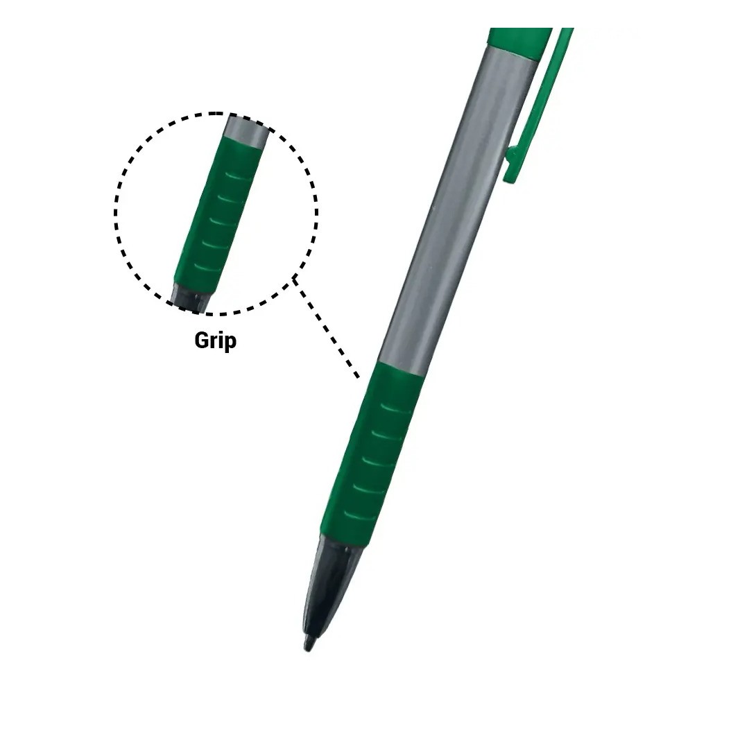 Boligrafo Skay Plateado Con Verde