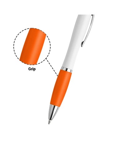 Boligrafo Suprema Blanco Con Naranja