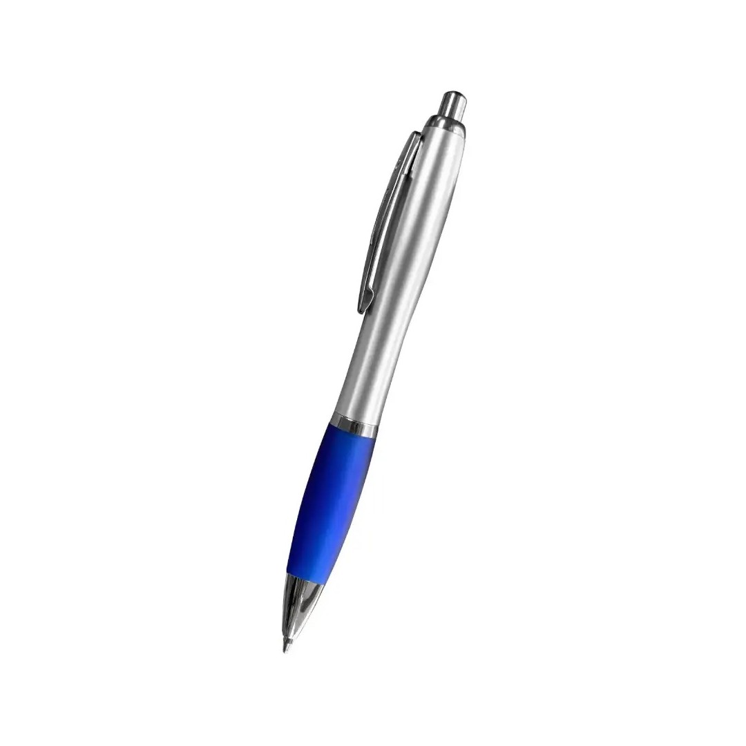 Boligrafo Suprema Plateado Con Azul