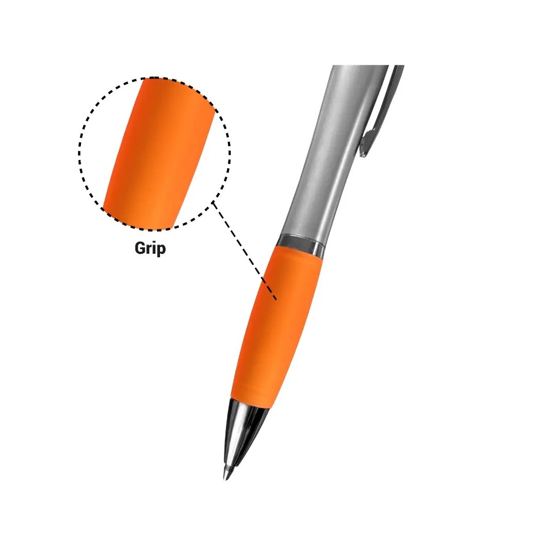 Boligrafo Suprema Plateado Con Naranja