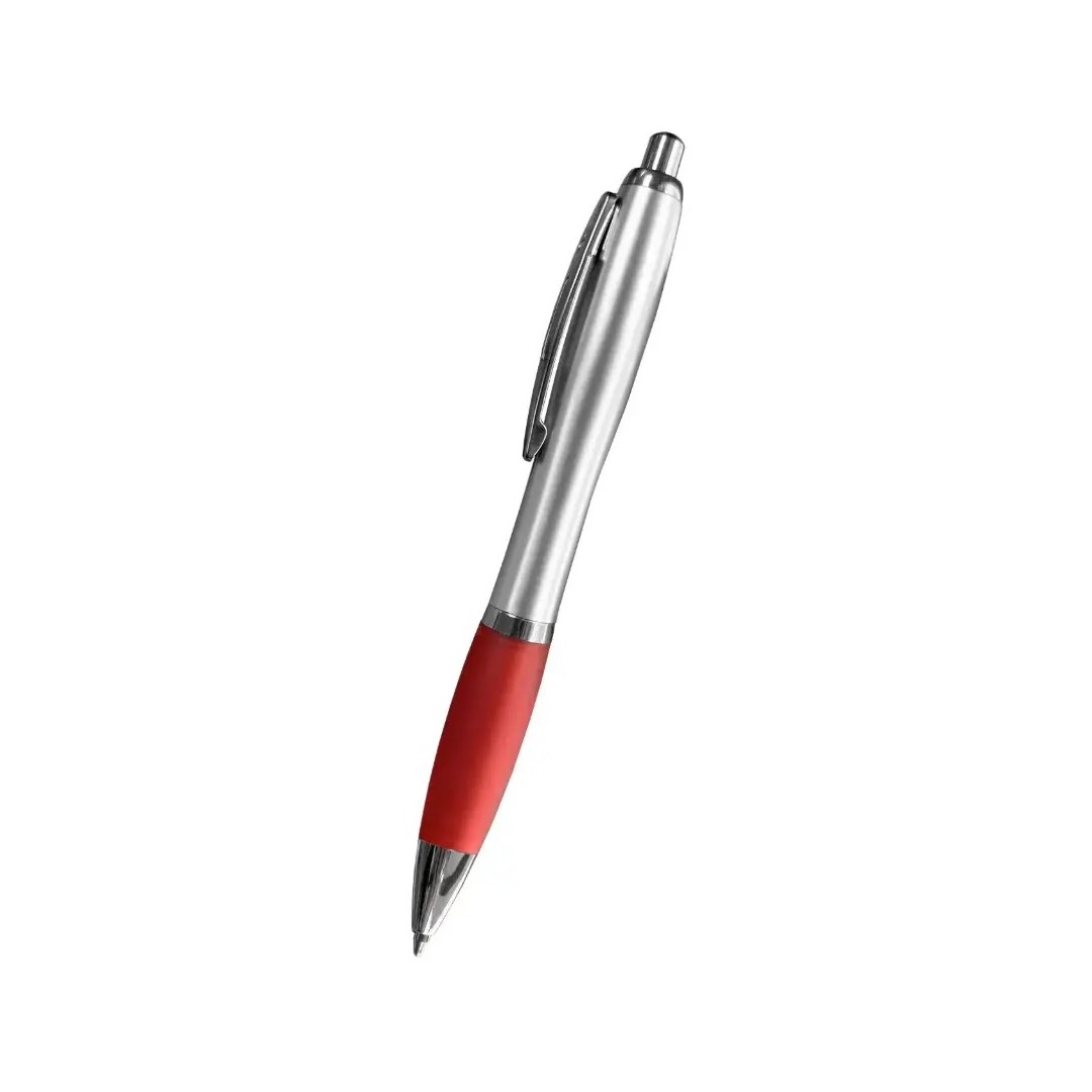 Boligrafo Suprema Plateado Con Rojo