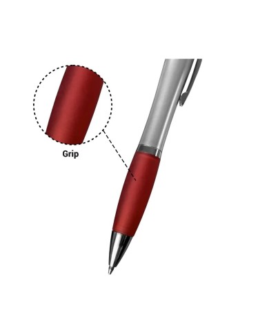 Boligrafo Suprema Plateado Con Rojo