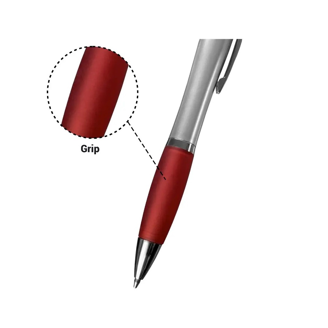 Boligrafo Suprema Plateado Con Rojo