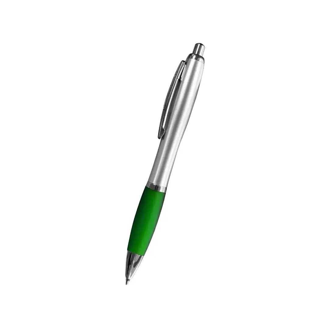 Boligrafo Suprema Plateado Con Verde