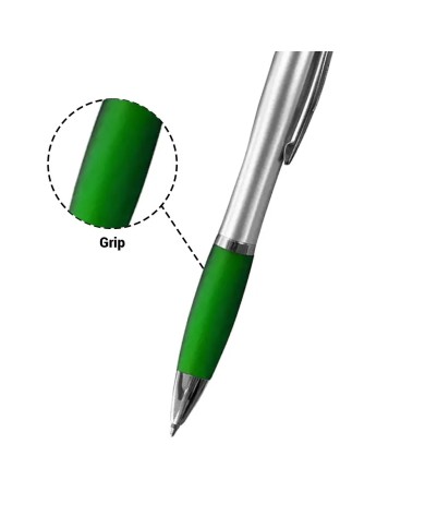 Boligrafo Suprema Plateado Con Verde