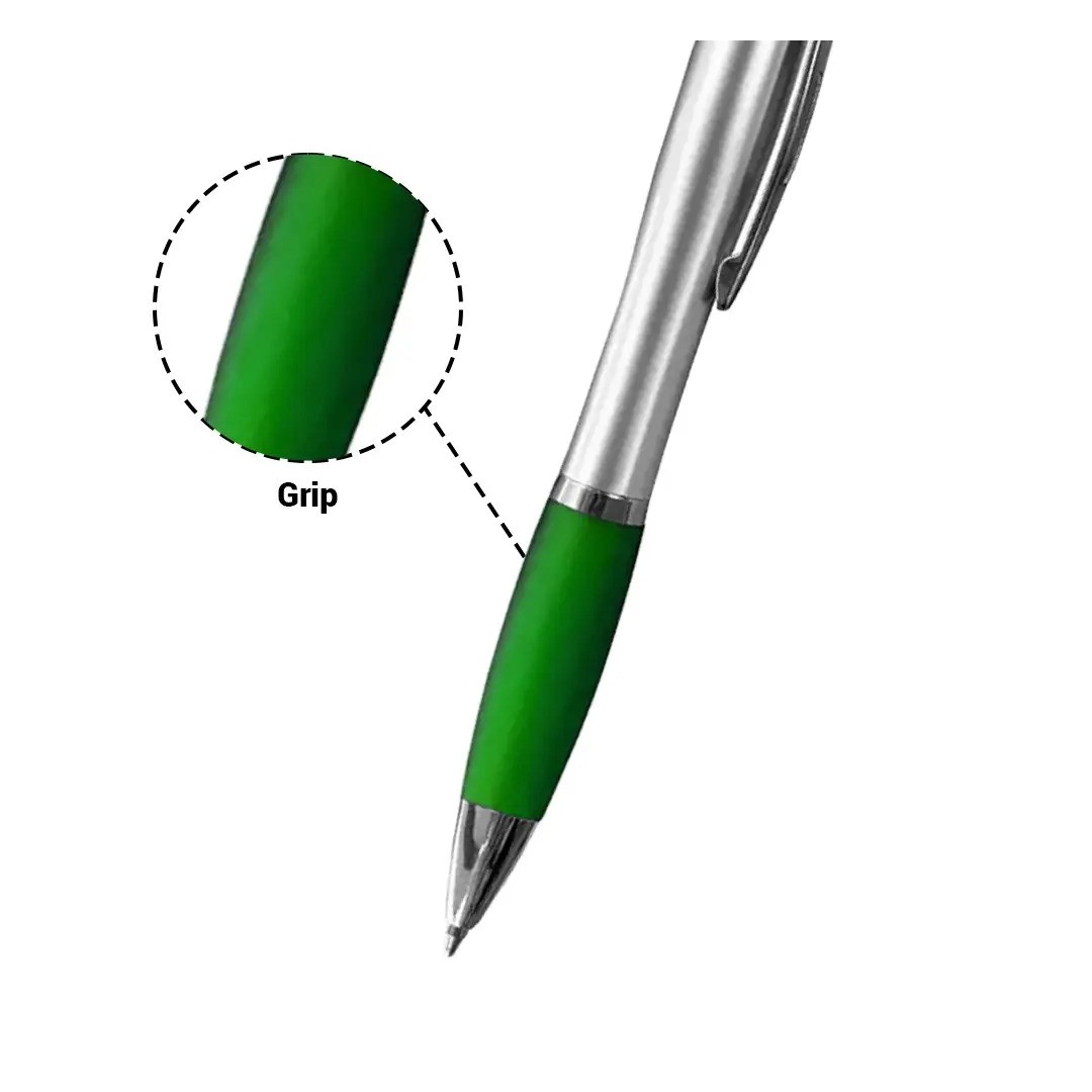 Boligrafo Suprema Plateado Con Verde