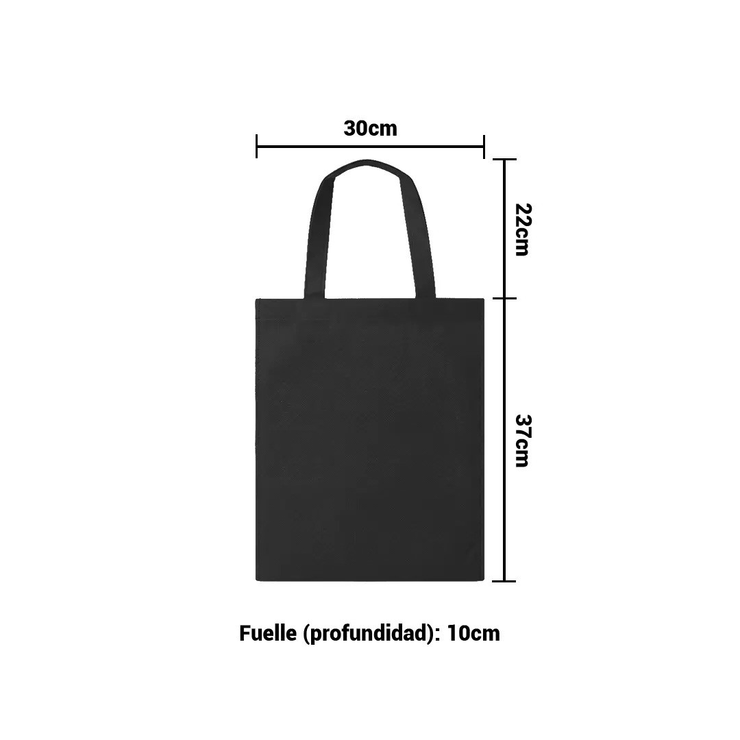 Bolso Cambrela Negro Con Tira Cosido 30X37X10
