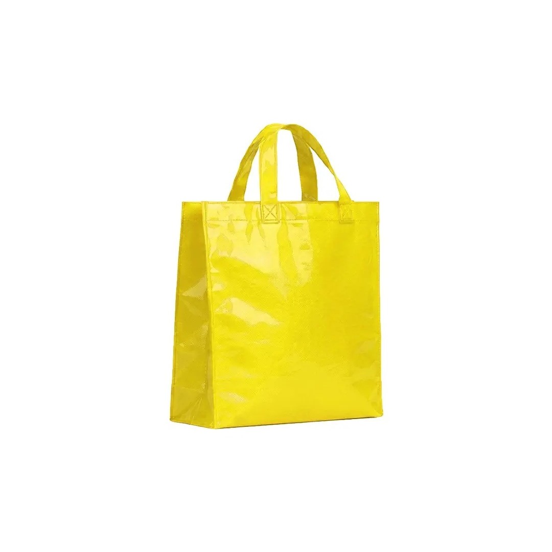 Bolso Cambrela Plastificado Amarillo Con Tira 23X22X11