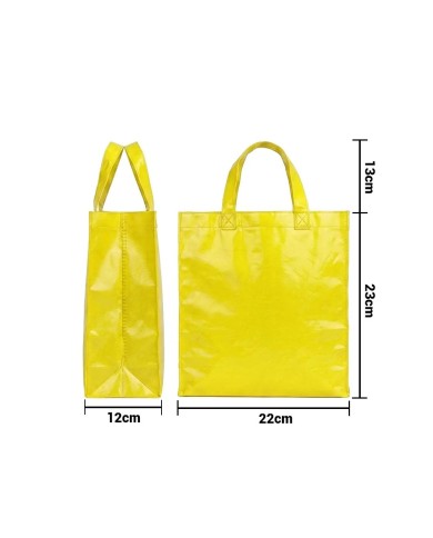 Bolso Cambrela Plastificado Amarillo Con Tira 23X22X11